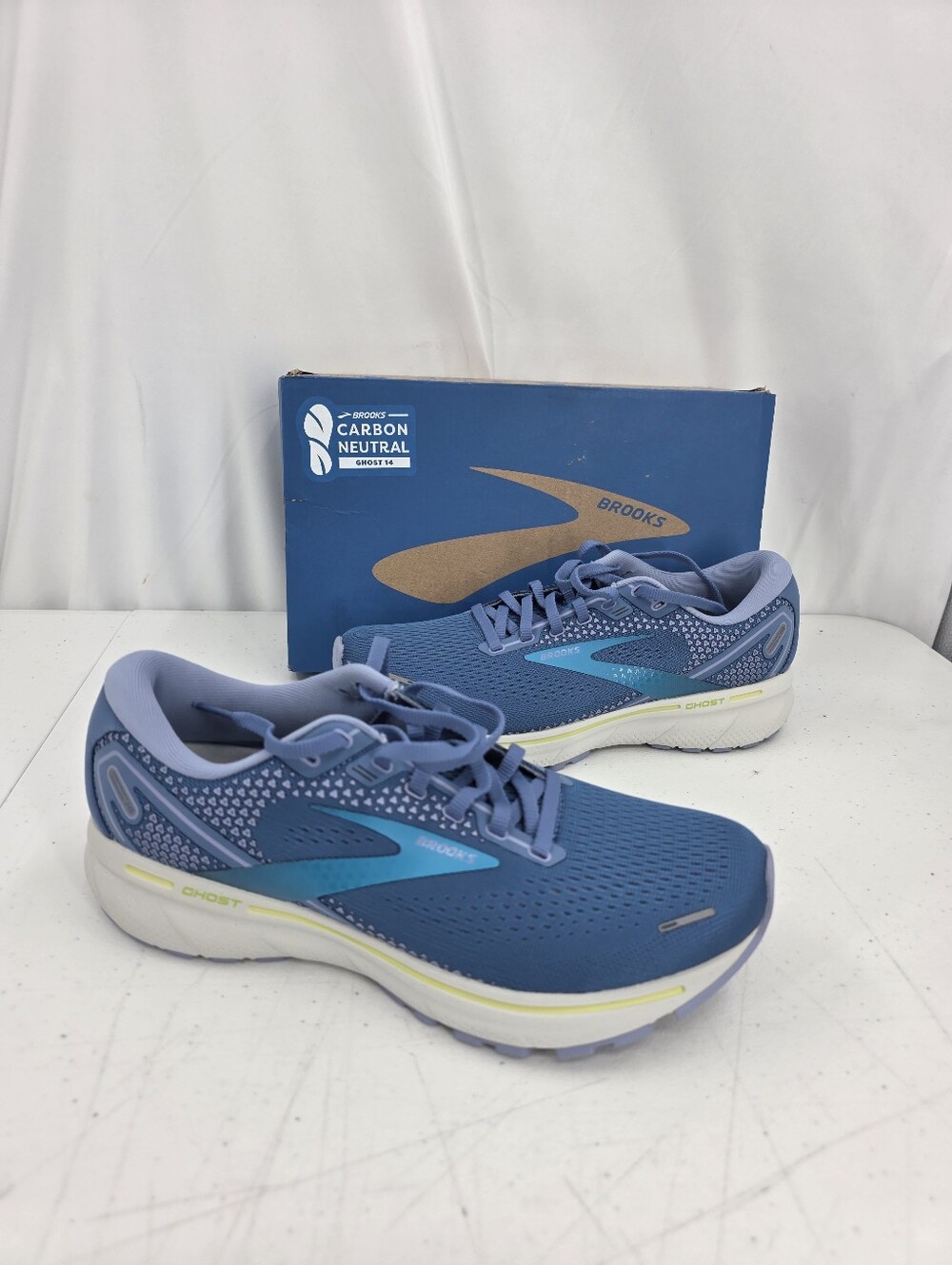 New Brooks Ghost 14 Blue Ocean Oyster White Women's Sneakers Size 9 1203561B456.